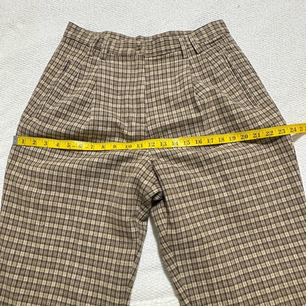 Woolrich Women 14 Brown Wool Blend Plaid Tapered High Rise Lined Pockets Pants - Picture 7 of 13